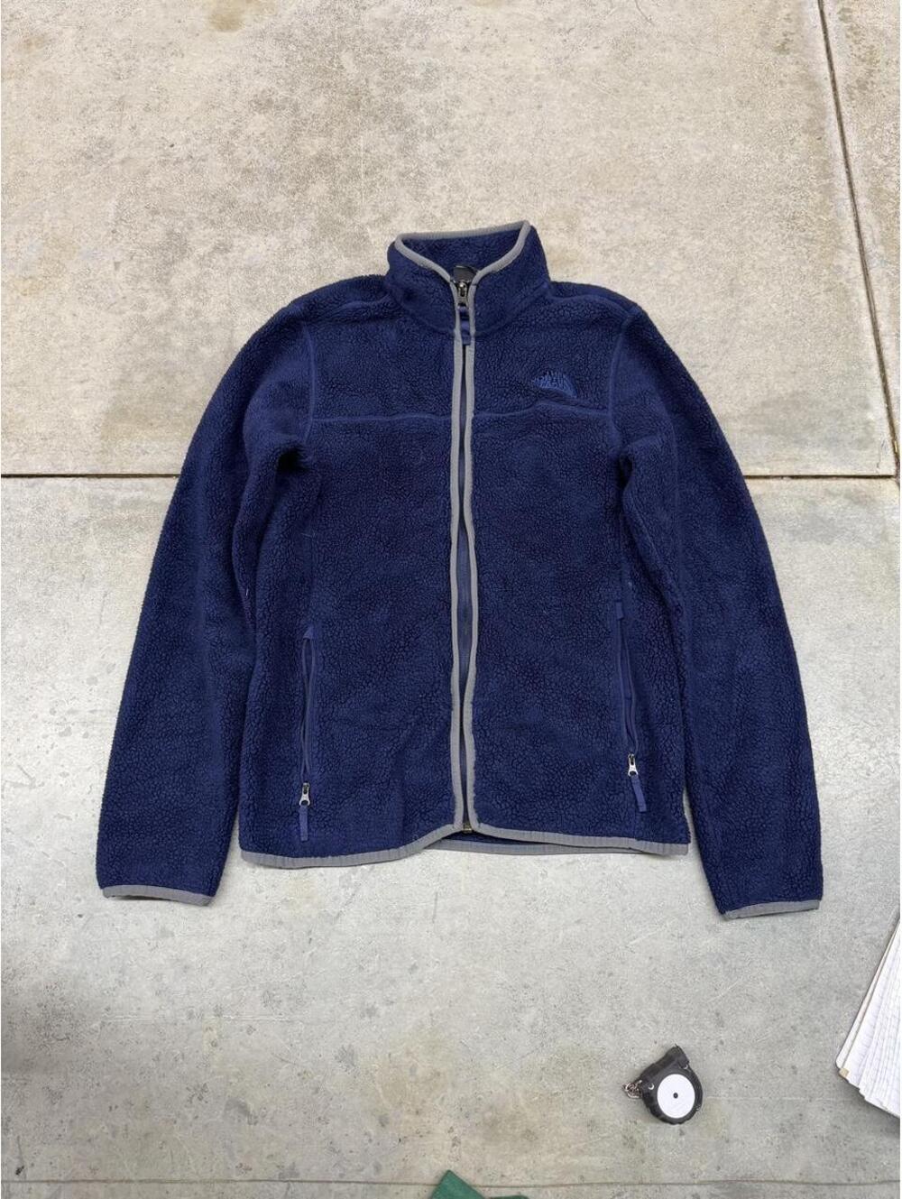 vintage the north face blue full zip fleece jacket size small